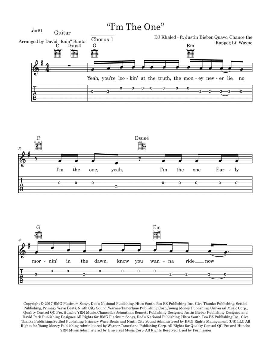 I'm The One I'm The One Electric Guitar scores gallery preview page 1