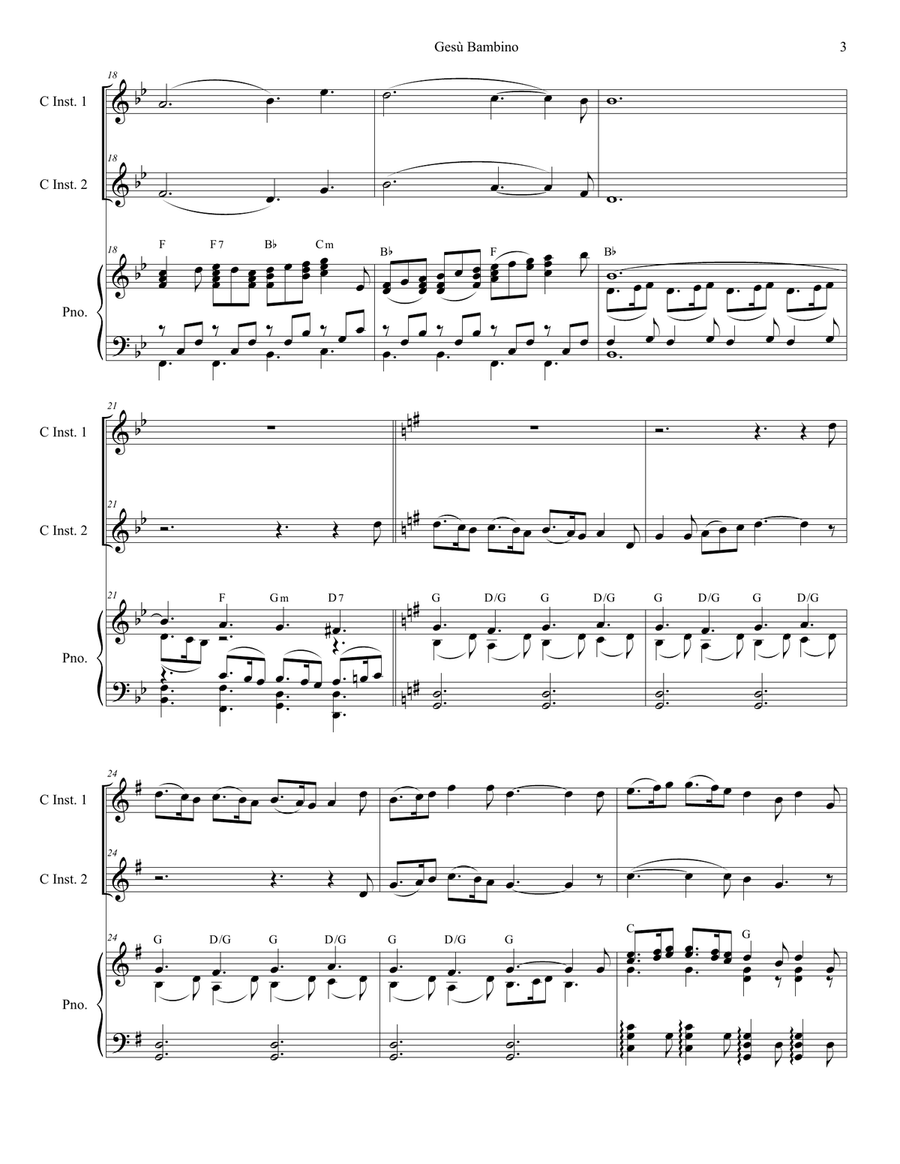 Gesu Bambino (Duet for C-Instruments) Flute scores gallery preview page 4