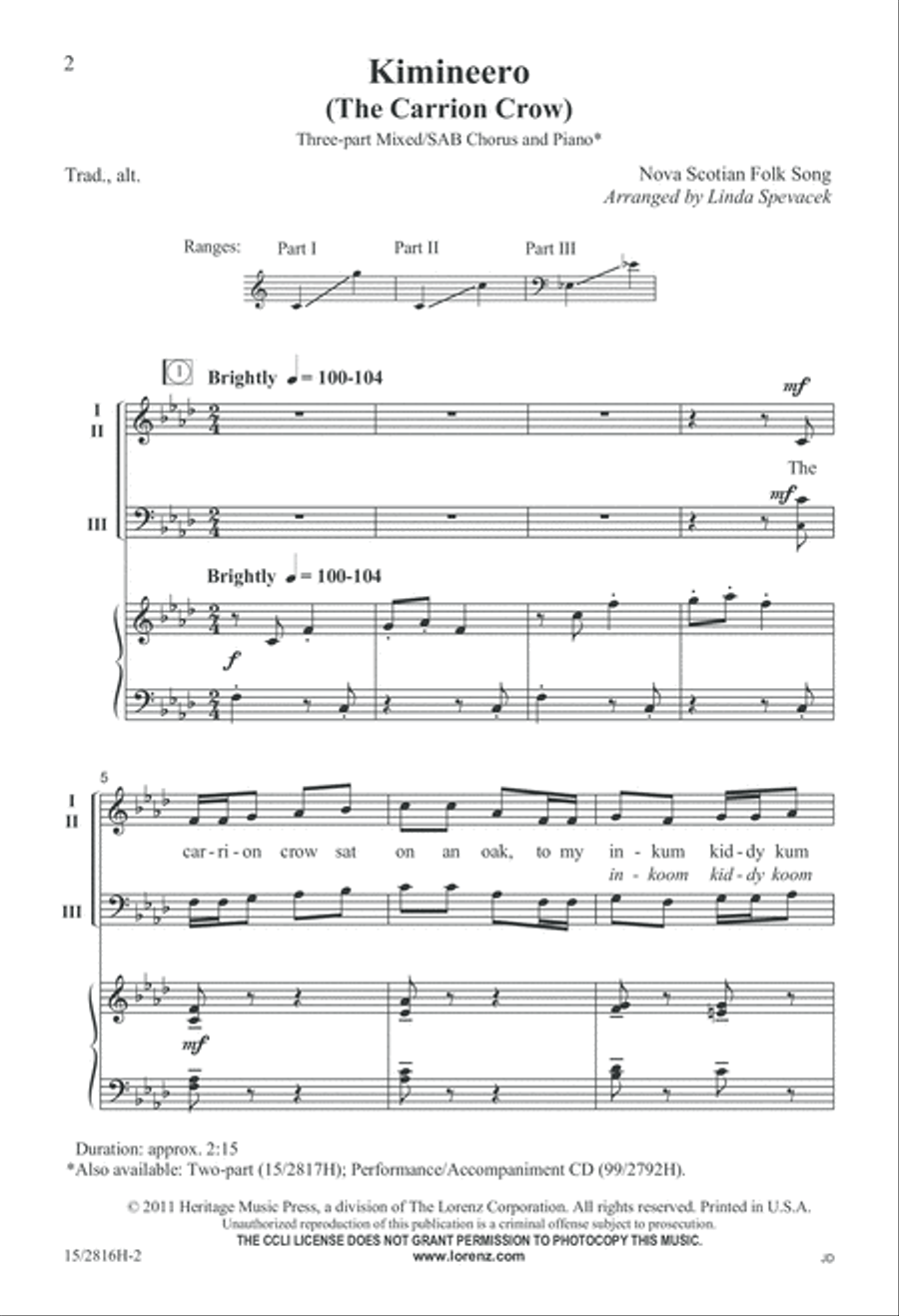 Kimineero (The Carrion Crow) 3-Part scores gallery preview page 3