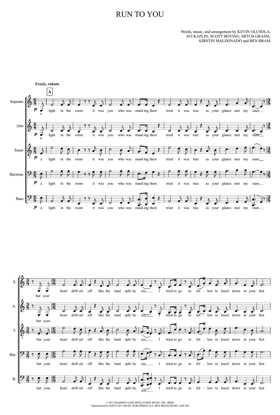 Run To You Divisi scores gallery preview page 1