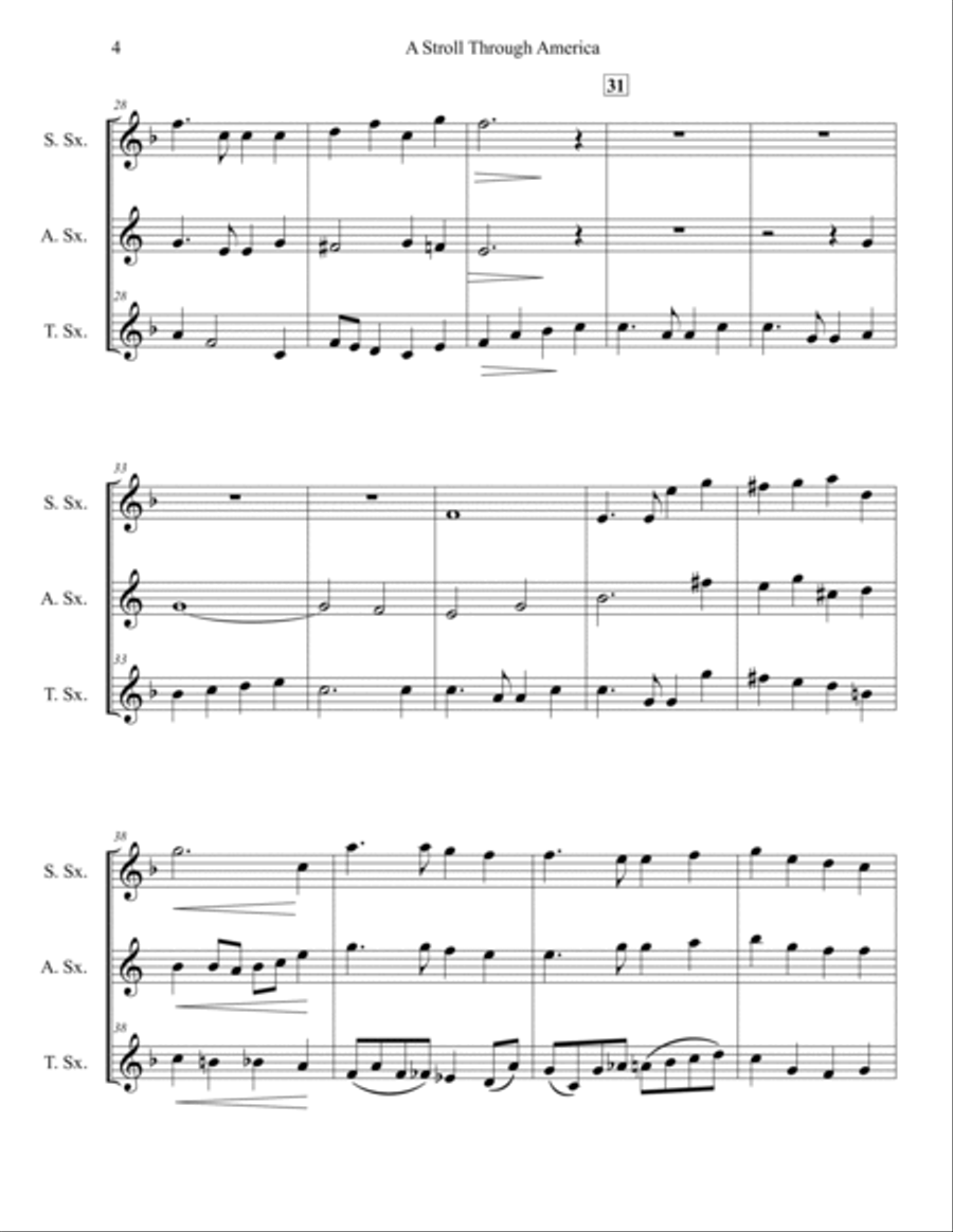 A Stroll Through America for Saxophone Trio Woodwind Trio scores gallery preview page 4