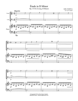 Étude (study) in D Minor Op. 35 No. 22 for easy piano trio