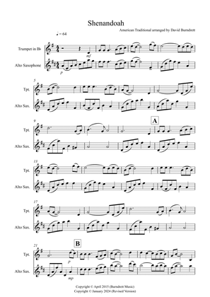 Shenandoah for Trumpet and Alto Saxophone Duet