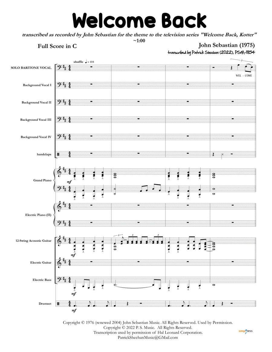 Welcome Back Small Ensemble scores gallery preview page 1