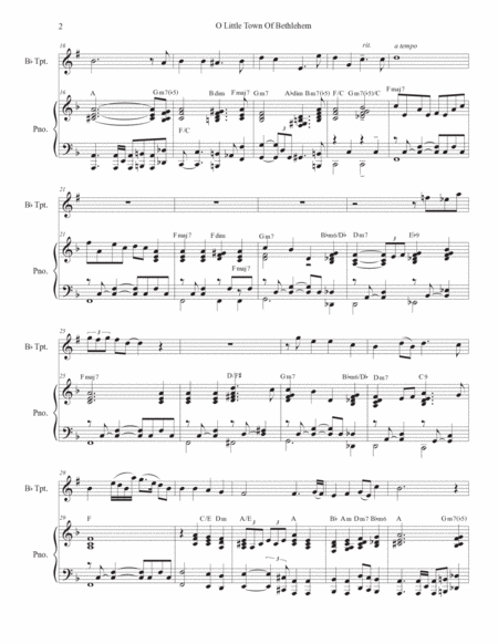 O Little Town Of Bethlehem (Bb-Trumpet solo and Piano) image number null