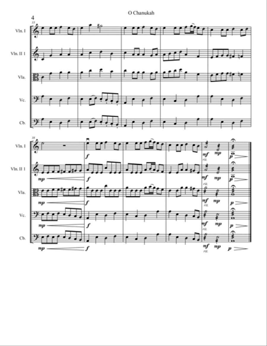 O Chanukah O Chanukah String Quartet scores gallery preview page 4