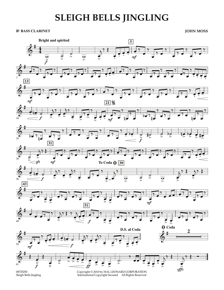 Sleigh Bells Jingling - Bb Bass Clarinet Concert Band scores gallery preview page 1