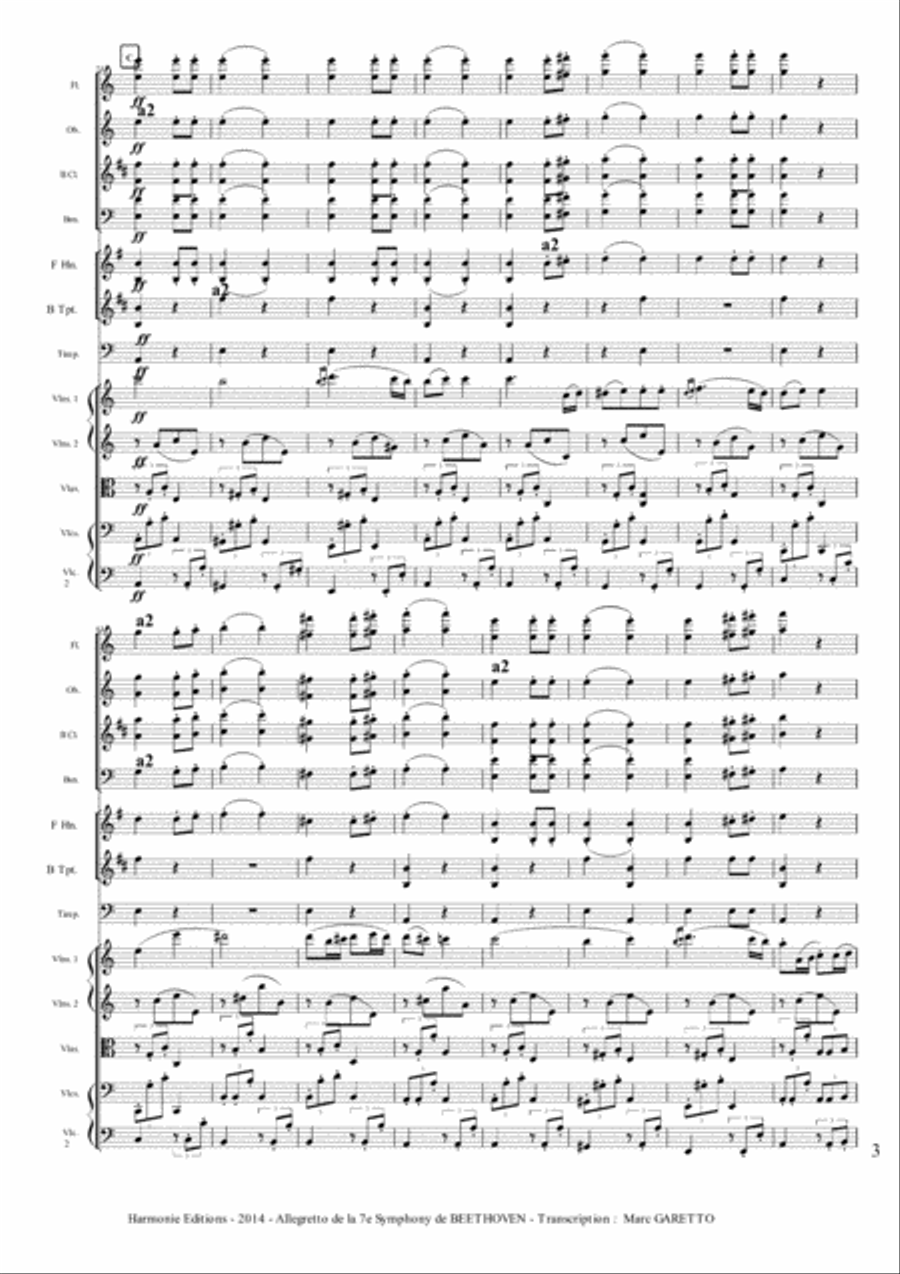 Allegretto (second movement) from the symphony n°7 - Ludwig Van BEETHOVEN Full Orchestra scores gallery preview page 4