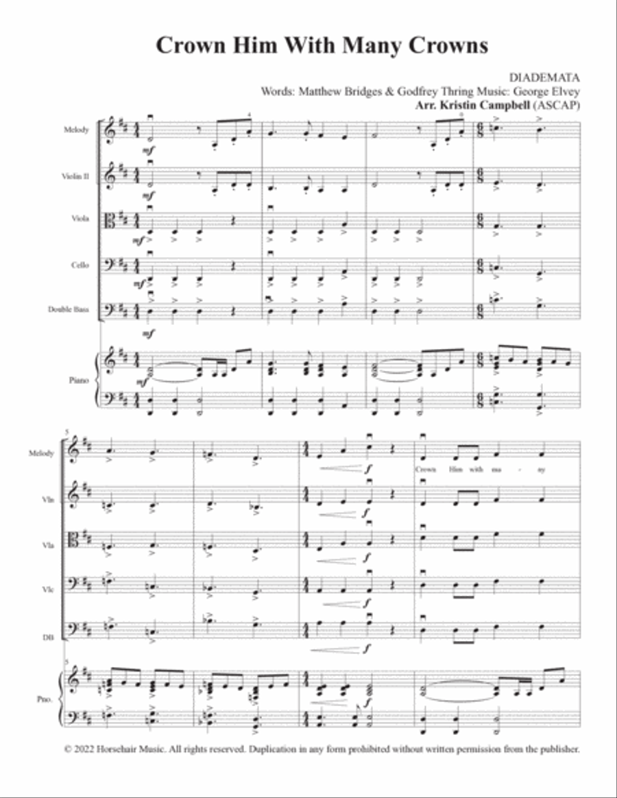 Crown Him With Many Crowns - Flex Orchestra Small Ensemble scores gallery preview page 3
