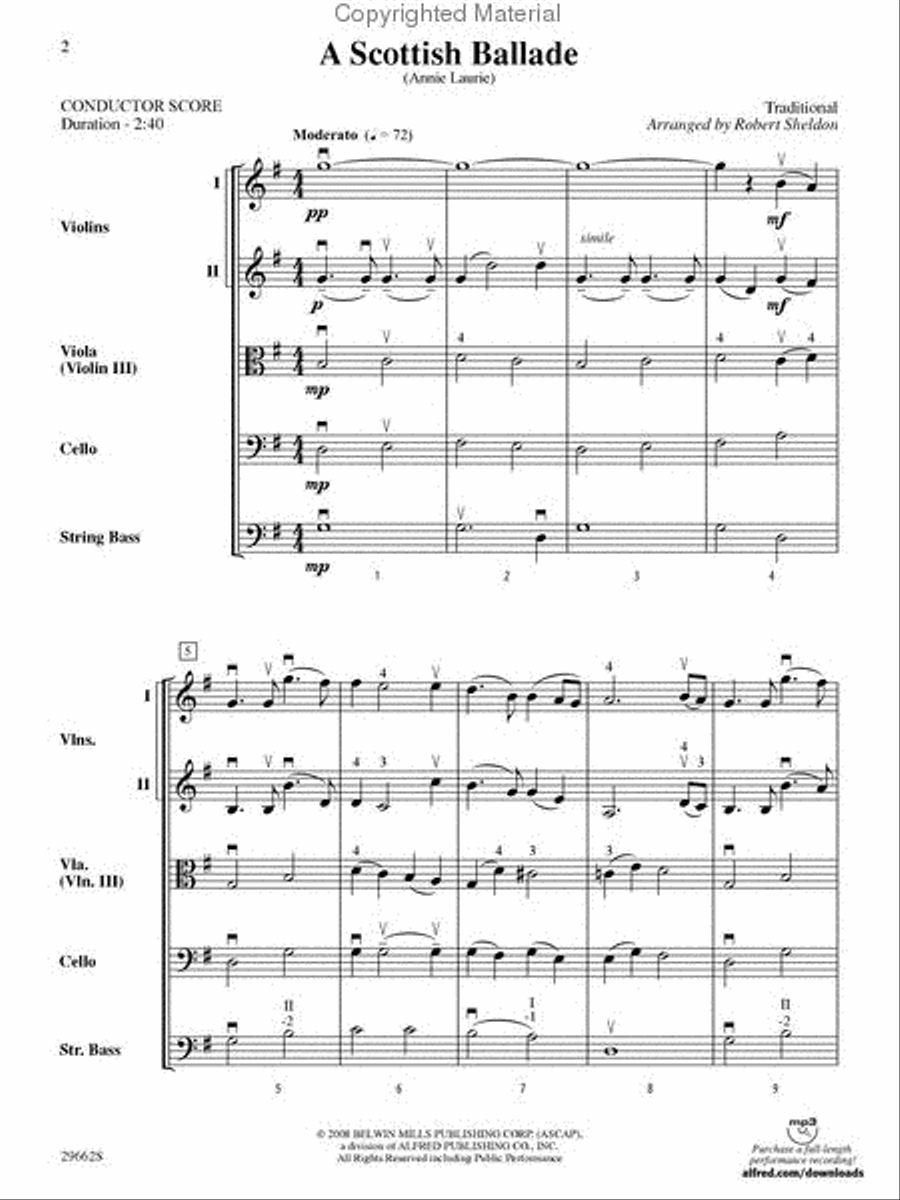 A Scottish Ballade (Annie Laurie) String Orchestra scores gallery preview page 2