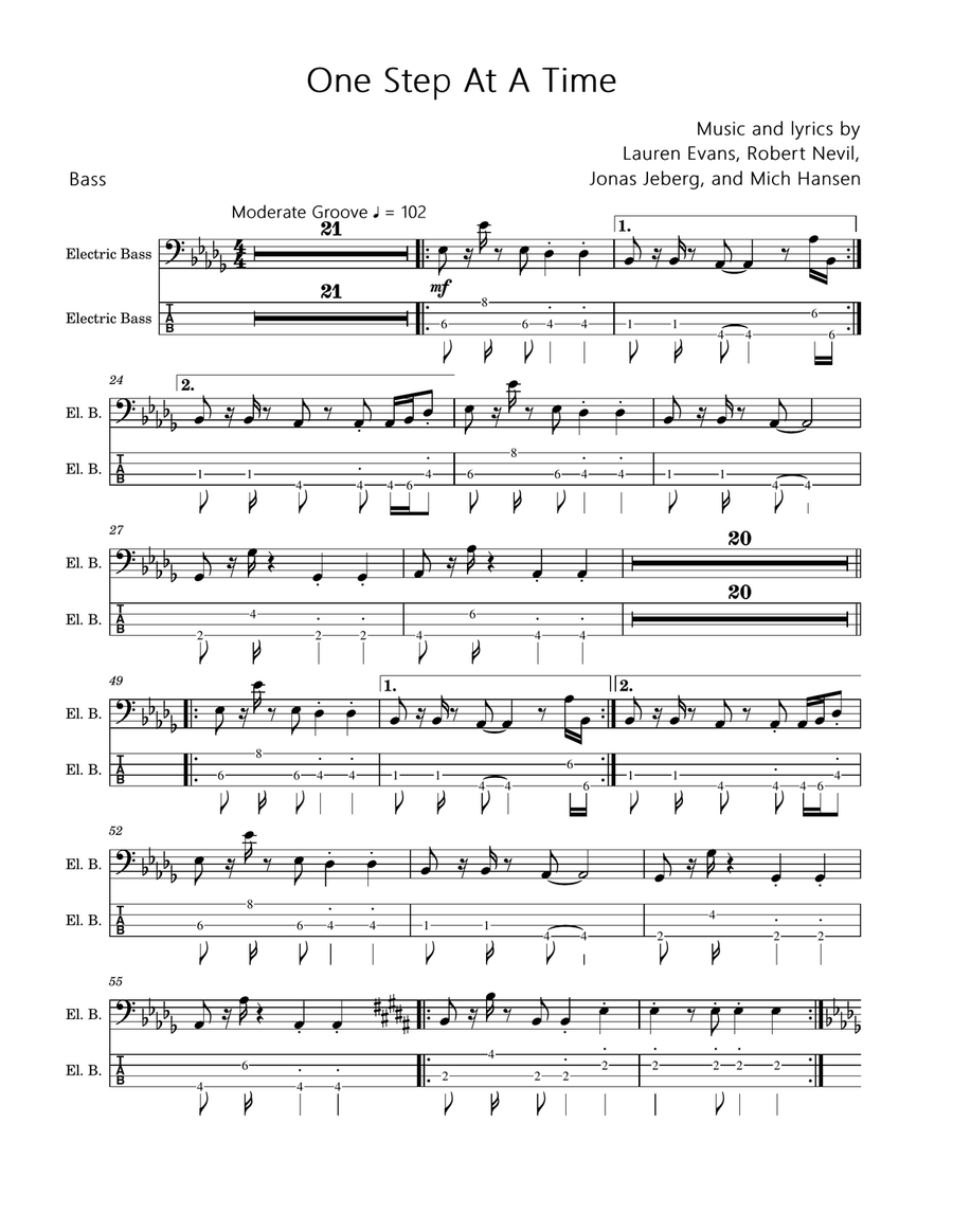 One Step At A Time One Step At A Time Guitar Tablature scores gallery preview page 1