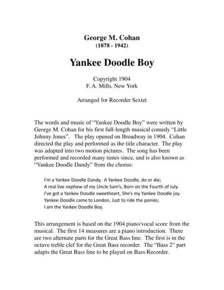 Yankee Doodle Boy for Recorder Sextet image number null