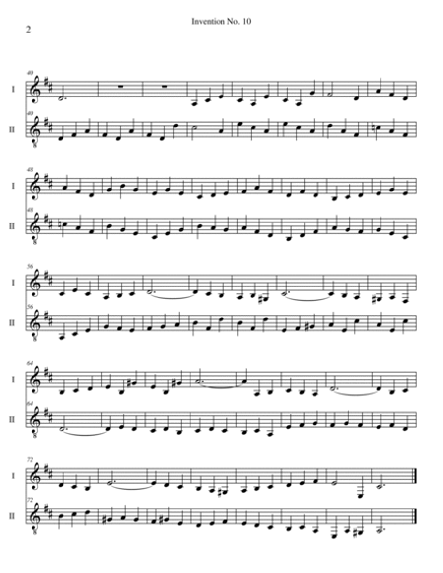 Invention No.10 in G Major, BWV 781 for Two Guitars (excerpt) Small Ensemble scores gallery preview page 2