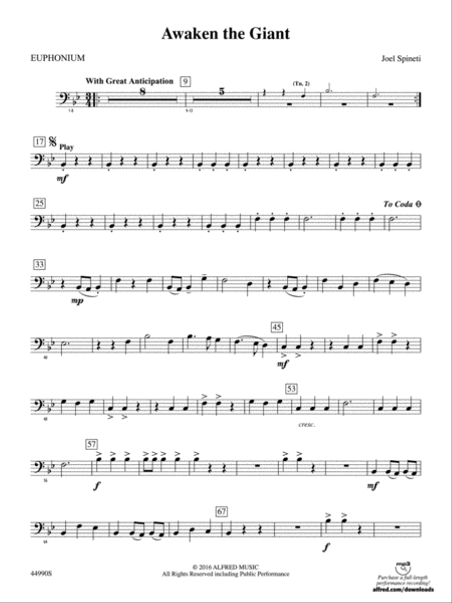 Awaken the Giant: Baritone B.C. Concert Band scores gallery preview page 1
