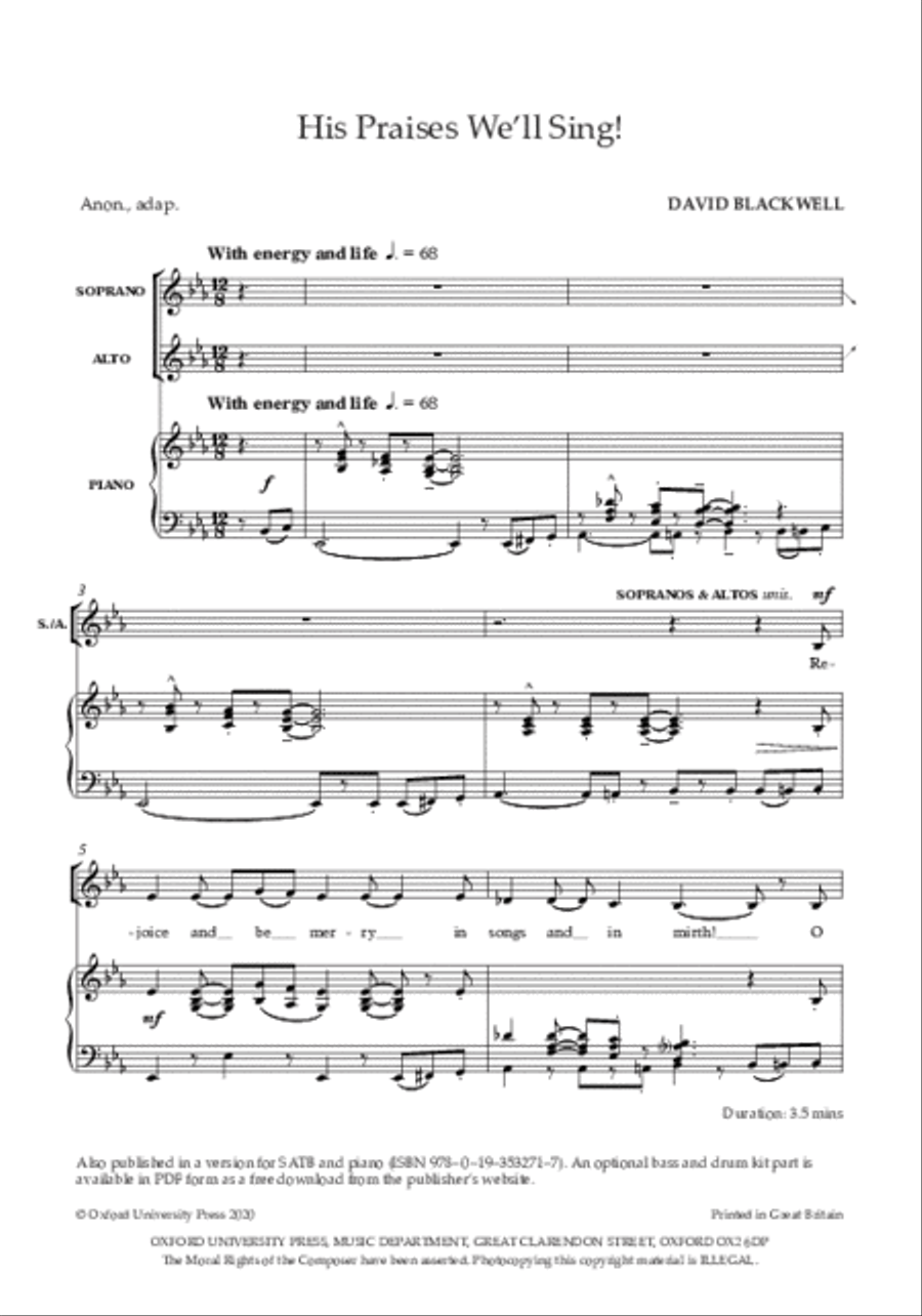His Praises We'll Sing SSA scores gallery preview page 2