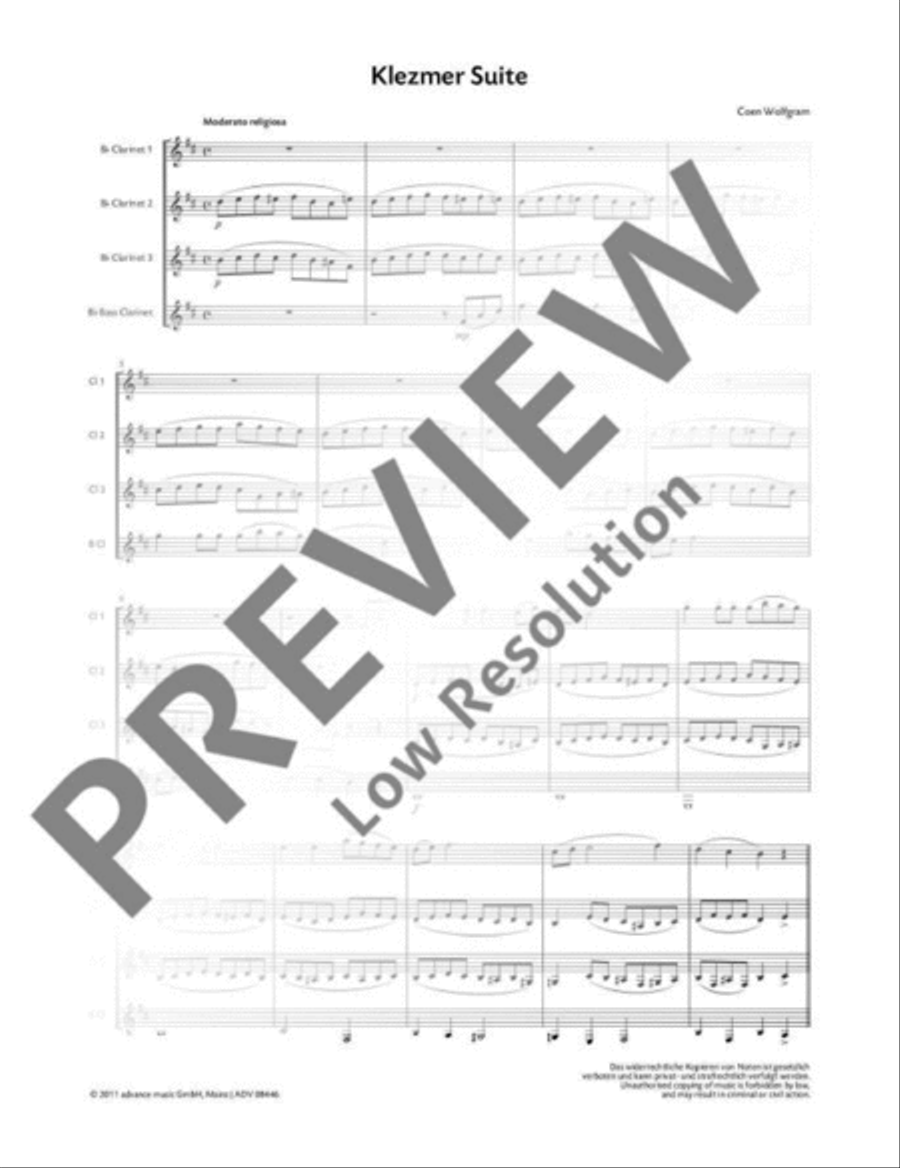 Klezmer Suite Clarinet Quartet scores gallery preview page 4