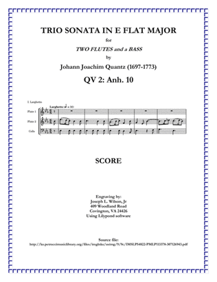 Book cover for Quantz Trio Sonata in E Flat Major QV 2:Anh 10