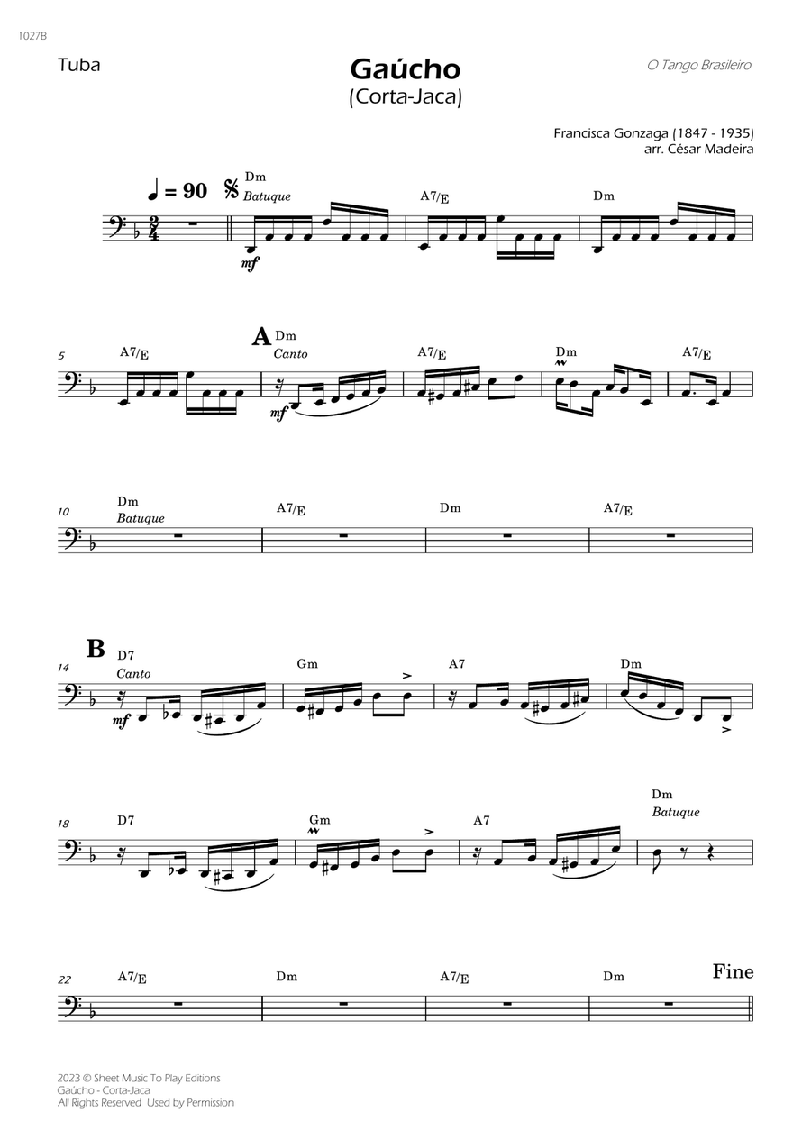 Gaúcho (Corta-Jaca) - Tuba Solo - W/Chords Tuba scores gallery preview page 1