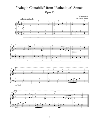"Adagio Cantabile" from "Pathetique" Sonata (Easy Piano)
