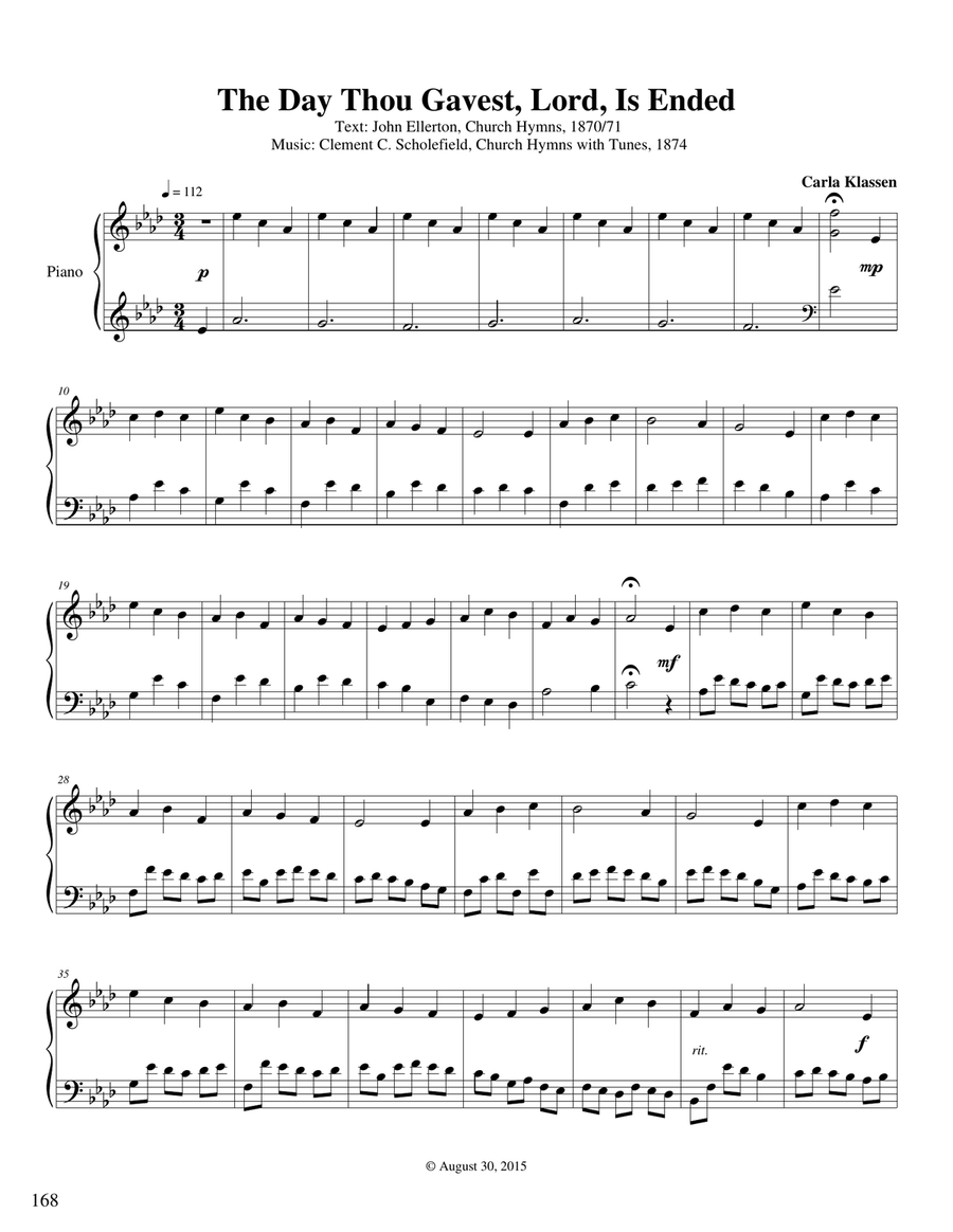 The Day Thou Gavest, Lord, Is Ended Piano Solo scores gallery preview page 1
