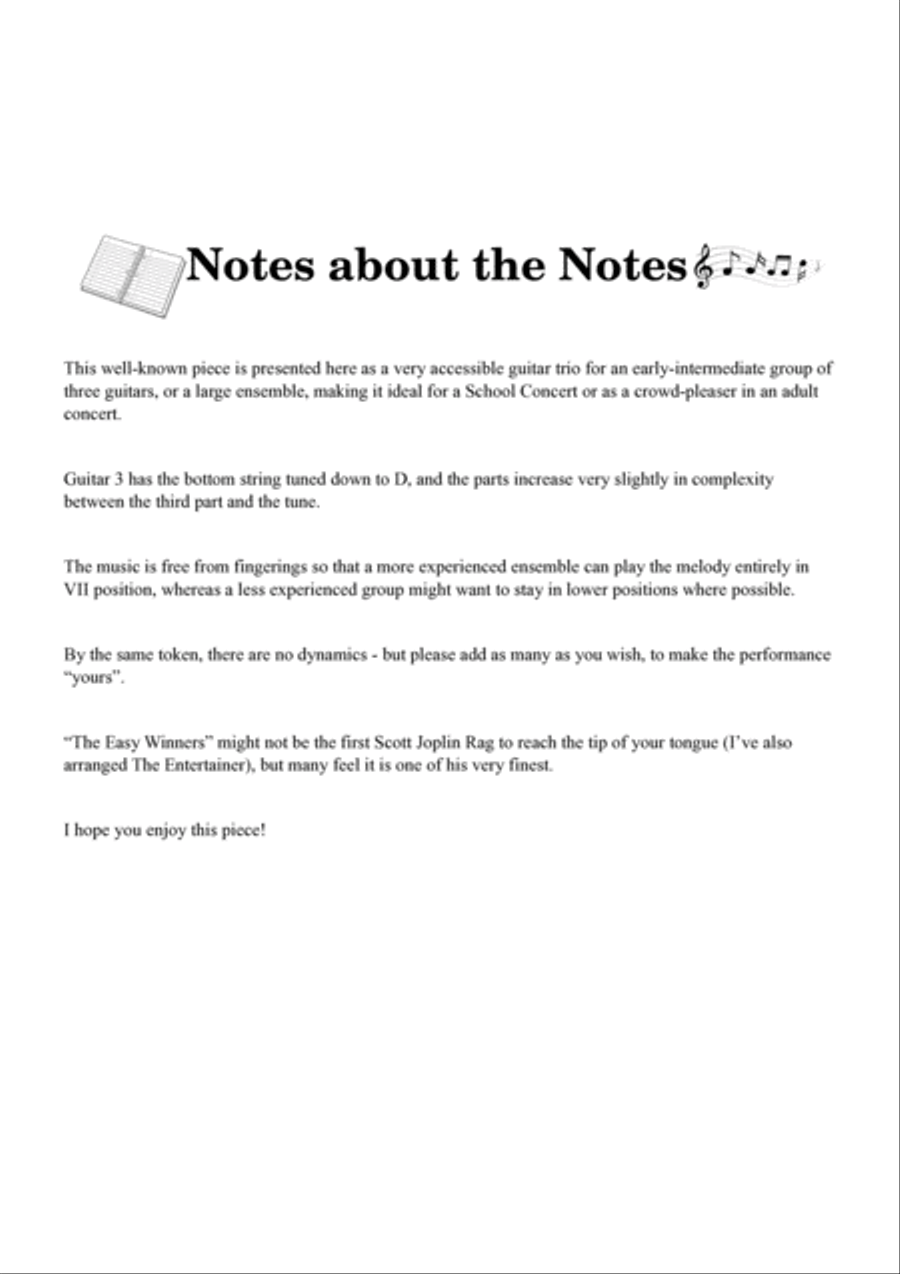 The Easy Winners (Scott Joplin) - for 3 guitars or large ensemble Large Ensemble scores gallery preview page 3