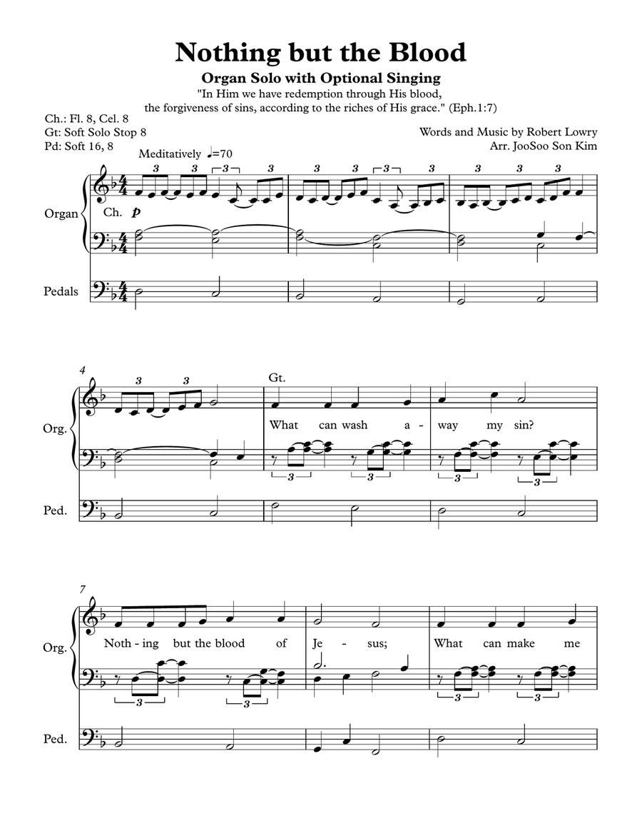 Nothing but the Blood Organ Solo scores gallery preview page 1