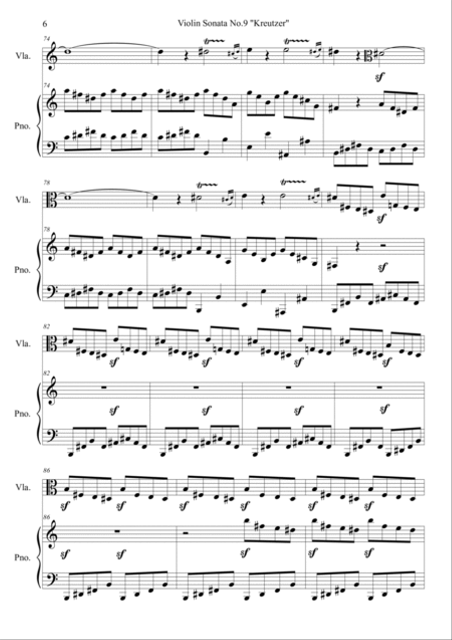 Violin sonata no.9 op.47 'Kreutzer' Viola scores gallery preview page 6