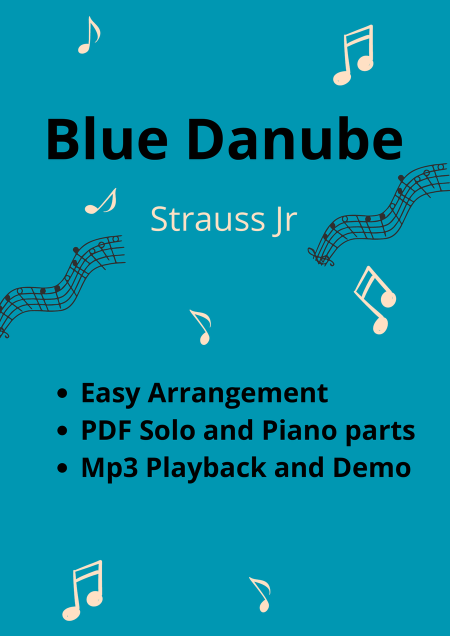Danube Blue (Strauss Jr) + Mp3 Playback and Demo + Pdf Solo and Piano Parts Alto Saxophone scores gallery preview page 1