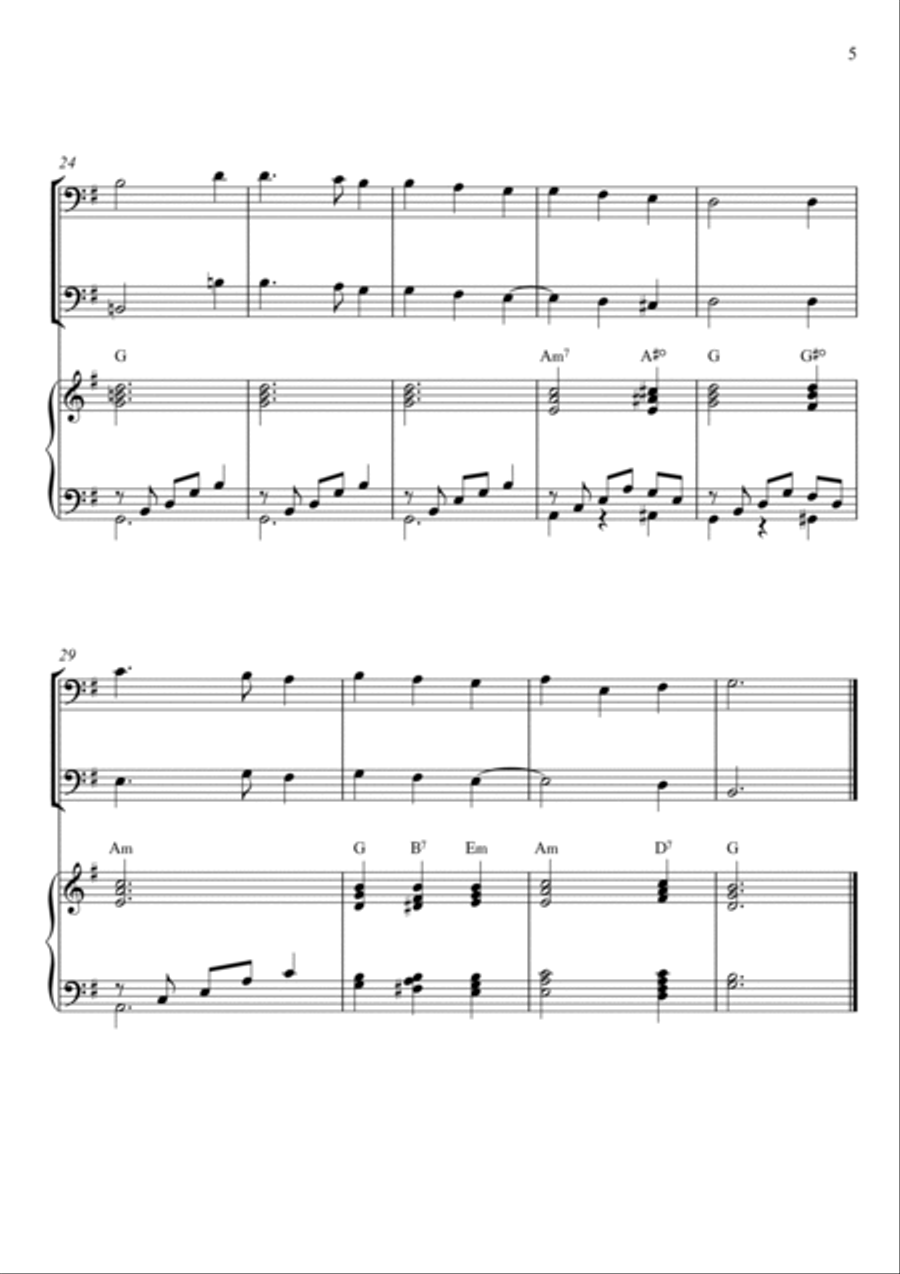 Traditional - Away in a Manger - (Trio Piano, Tuba and Violoncello) with chords Small Ensemble scores gallery preview page 5