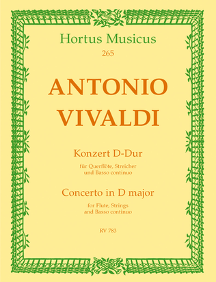 Book cover for Concerto for Flute, Strings and Basso continuo D major RV 783