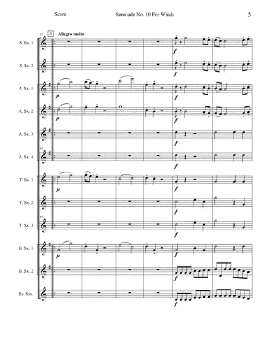 Serenade No. 10 for Winds - Mvt I (Largo) Woodwind Ensemble scores gallery preview page 5