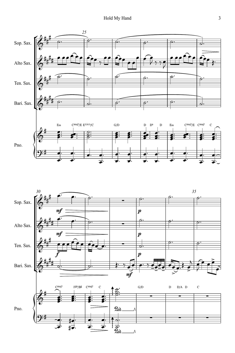 Hold My Hand Small Ensemble scores gallery preview page 3