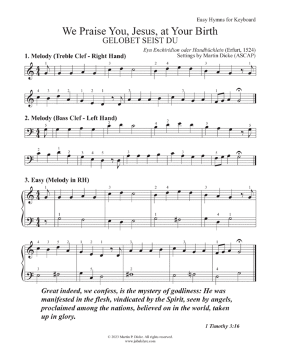 We Praise You, Jesus, at Your Birth (Easy Hymns for Keyboard) Piano Method scores gallery preview page 3