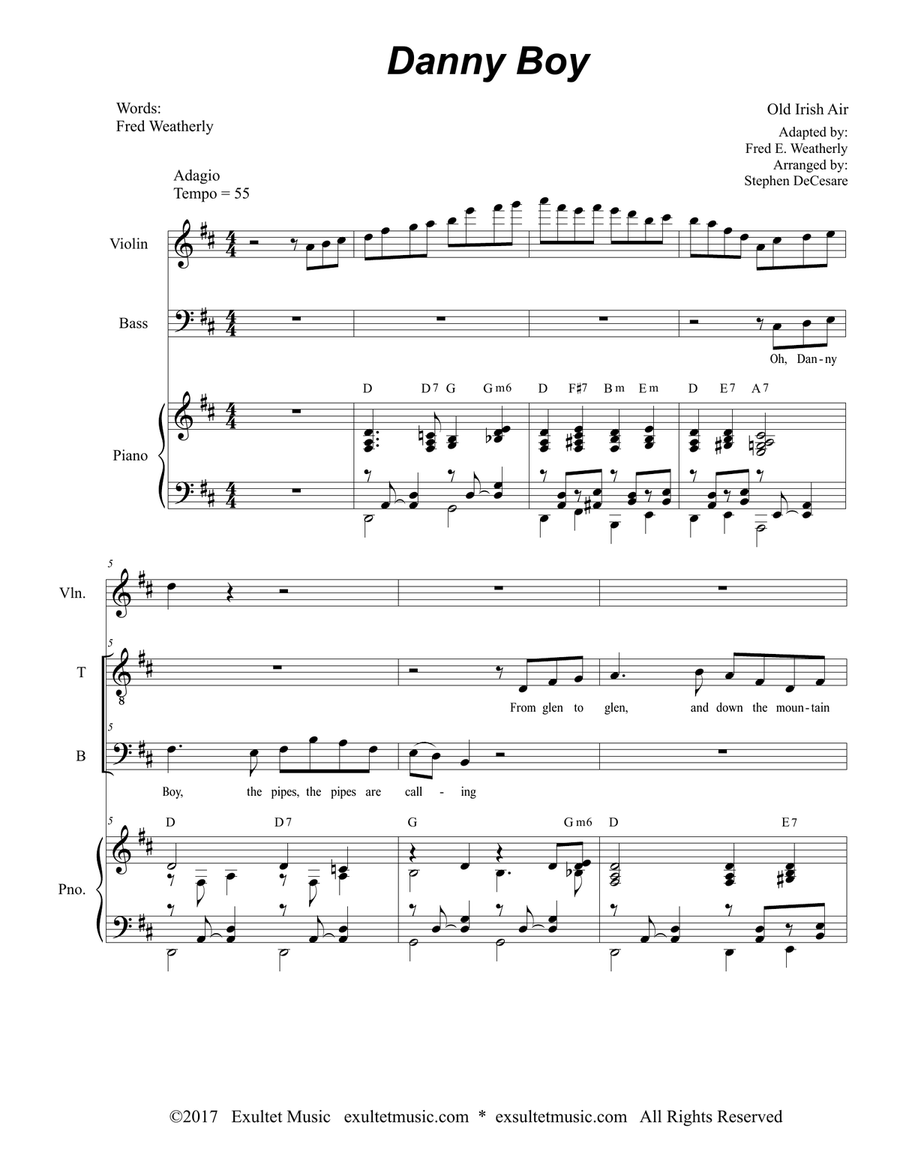 Danny Boy (for 2-part choir - (TB) TB scores gallery preview page 1