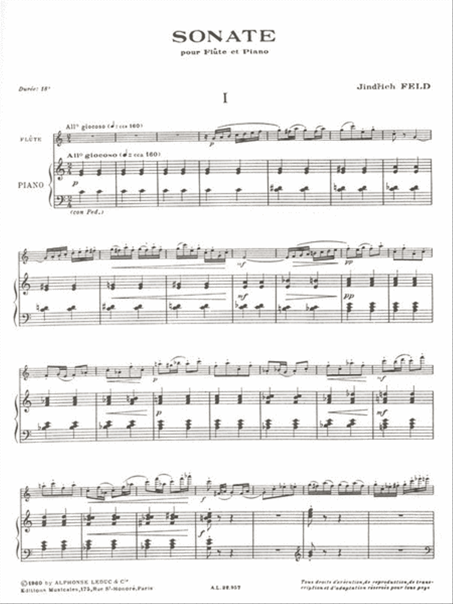 Jindrich Feld - Sonate Pour Flute Et Piano Flute Solo scores gallery preview page 2
