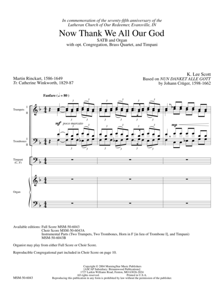 Now Thank We All Our God (Downloadable Full Score) image number null