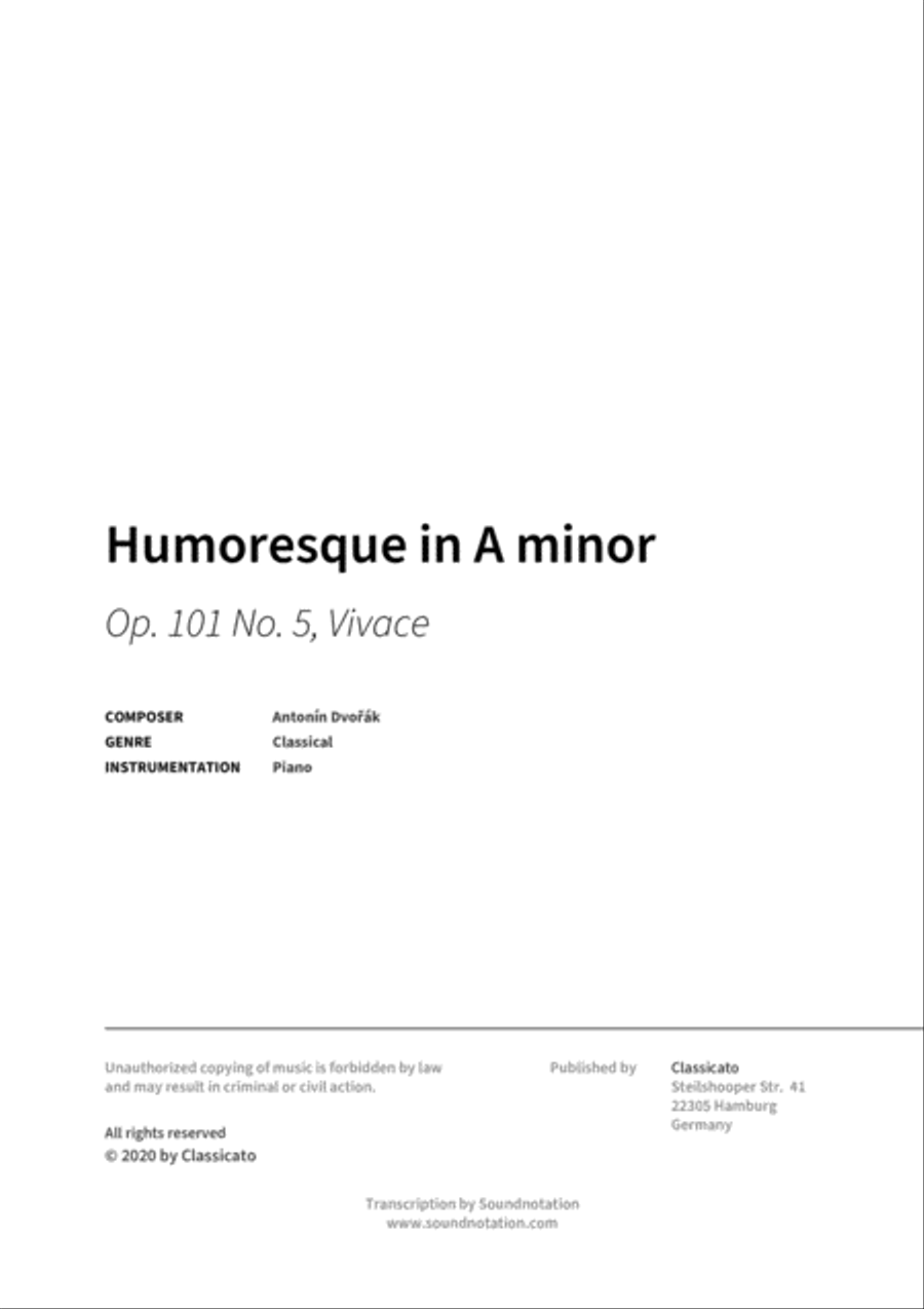 Humoresque in A minor Humoresque in A minor Piano Solo scores gallery preview page 2