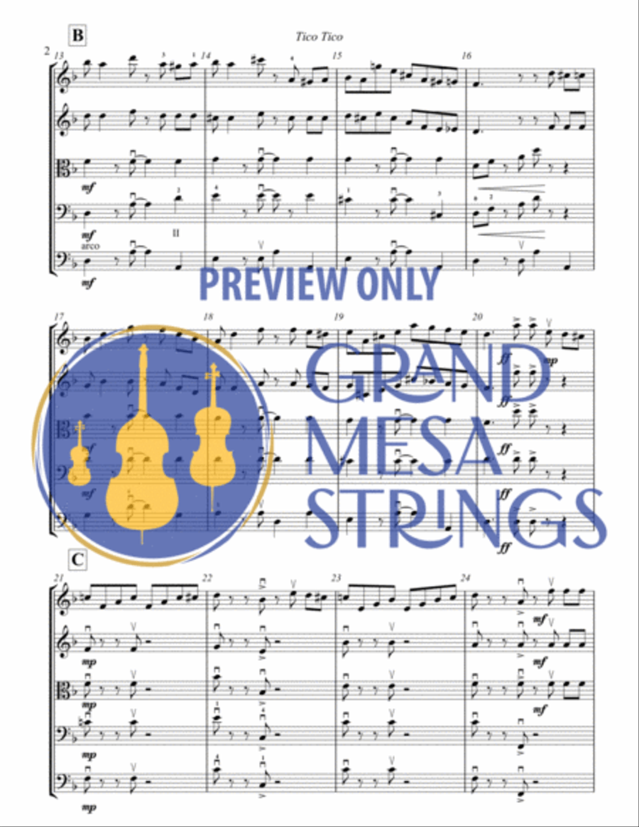 Tico Tico Tico Tico String Orchestra scores gallery preview page 3