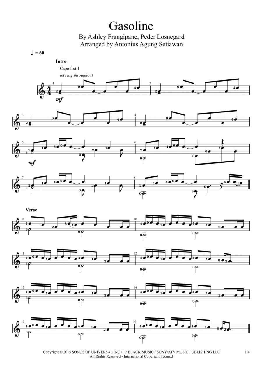 Gasoline Gasoline Electric Guitar scores gallery preview page 1