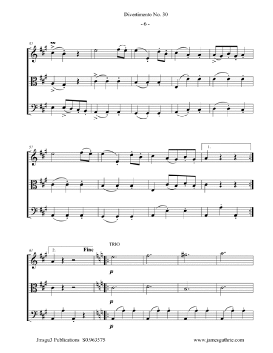 Haydn: Two String Trios String Trio scores gallery preview page 6