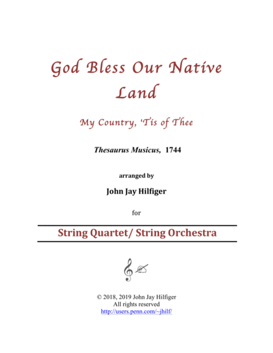 God Bless Our Native Land/ My Country, 'Tis of Thee for Strings image number null