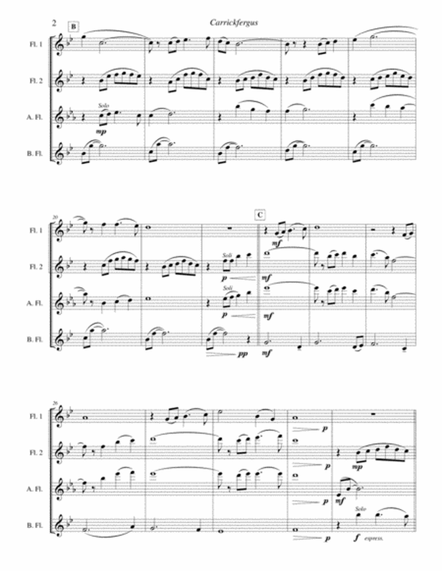 Carrickfergus (SSAB or SSSB Flute Quartet version) image number null