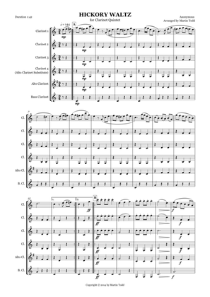 Hickory Waltz for Clarinet Quintet