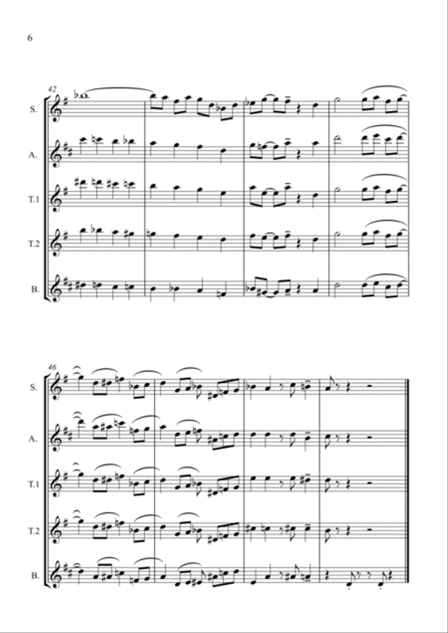 One Four All - Saxophone Quintet (SATTB) Saxophone Quintet scores gallery preview page 6