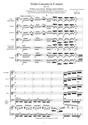 Book cover for Vivaldi - Violin Concerto in E minor RV 273 for Violin, Strings and Cembalo