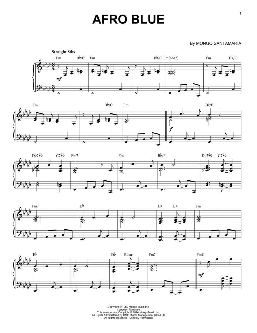 Afro Blue (arr. Brent Edstrom) Piano Solo scores gallery preview page 1
