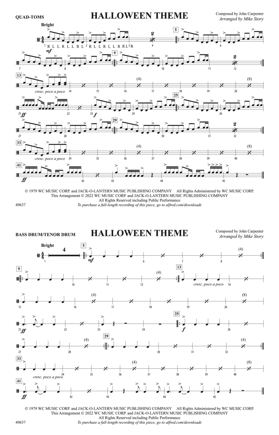Halloween Theme: Quad-Toms Marching Band scores gallery preview page 1