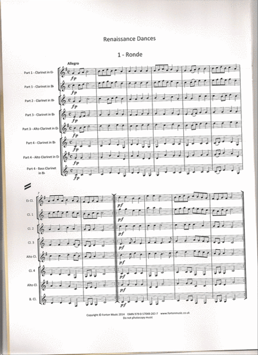 Renaissance Dances B-Flat Clarinet scores gallery preview page 2