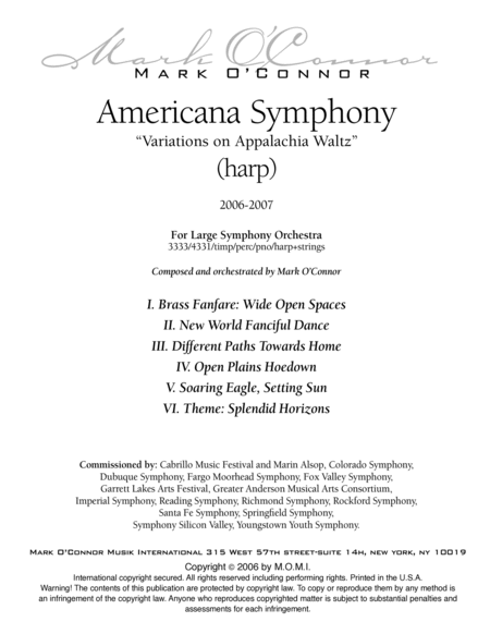 Americana Symphony "Variations on Appalachia Waltz" (string parts – symphony orchestra) image number null