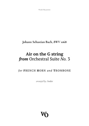 Book cover for Air on the G String by Bach for French Horn and Trombone